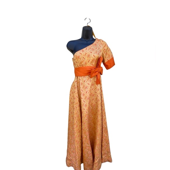 Mint 60’s Empire Waist One Shoulder Floral Brocade Tapestry Draped Maxi S Stun - Picture 12 of 16